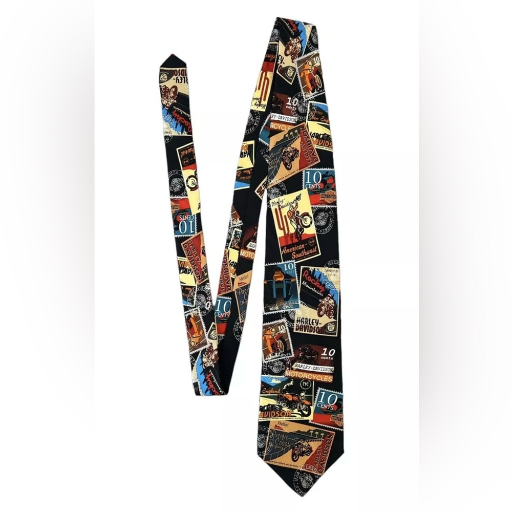 Harley-Davidson Men's Postage Necktie 2003 Ralph Marlin Silk Tie